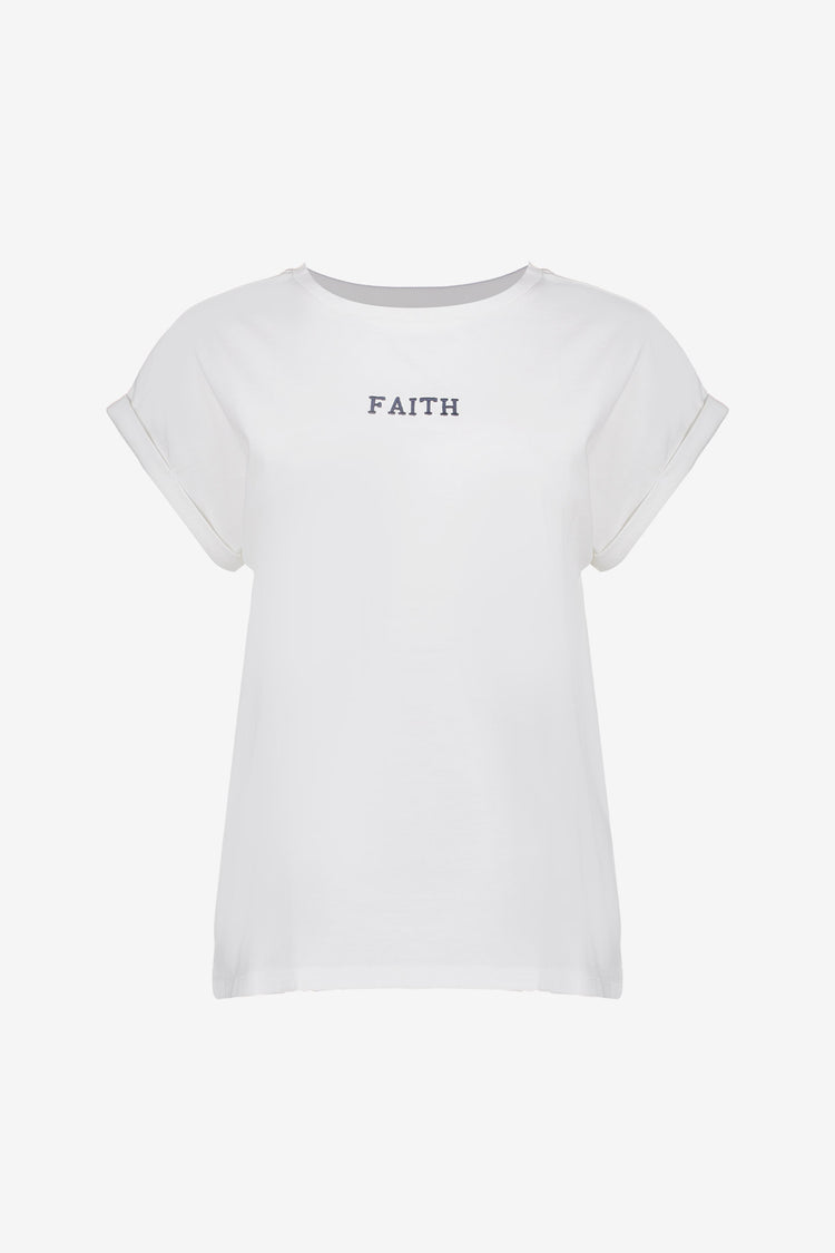 Geisha Damen Basic-T-Shirt mit Sticktext