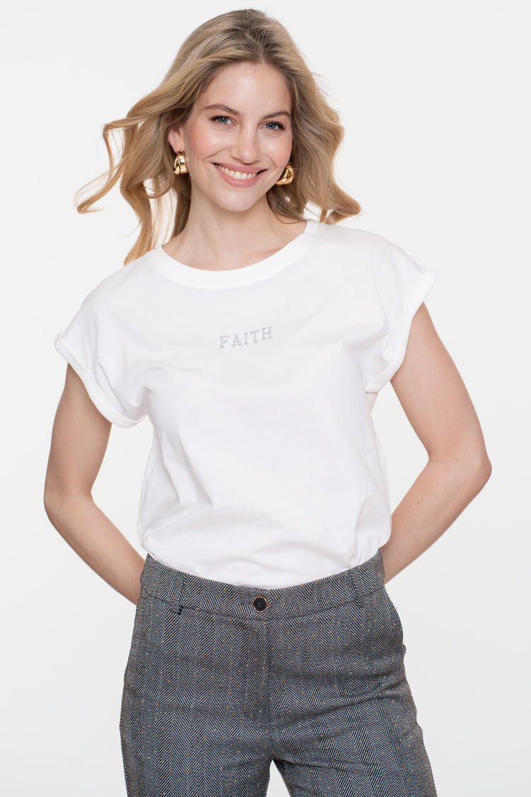 Geisha Damen-Basic-T-Shirt mit Sticktext