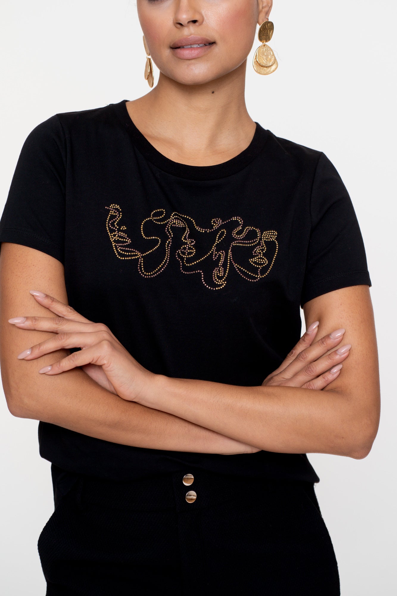 Geisha Damen-T-Shirt mit arty Face-Print