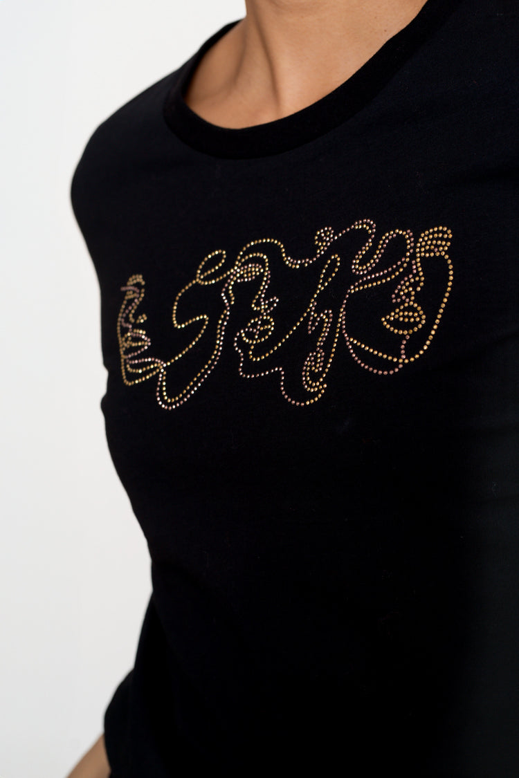 Geisha Damen-T-Shirt mit arty Face-Print