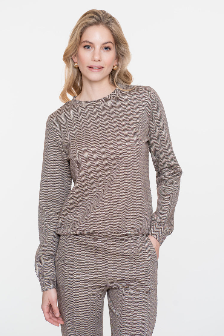 Geisha Damen-Top mit Zickzackmuster und Lurex