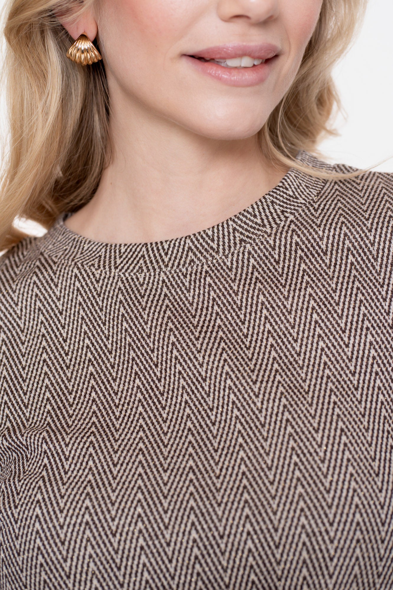 Geisha Damen-Top mit Zickzackmuster und Lurex