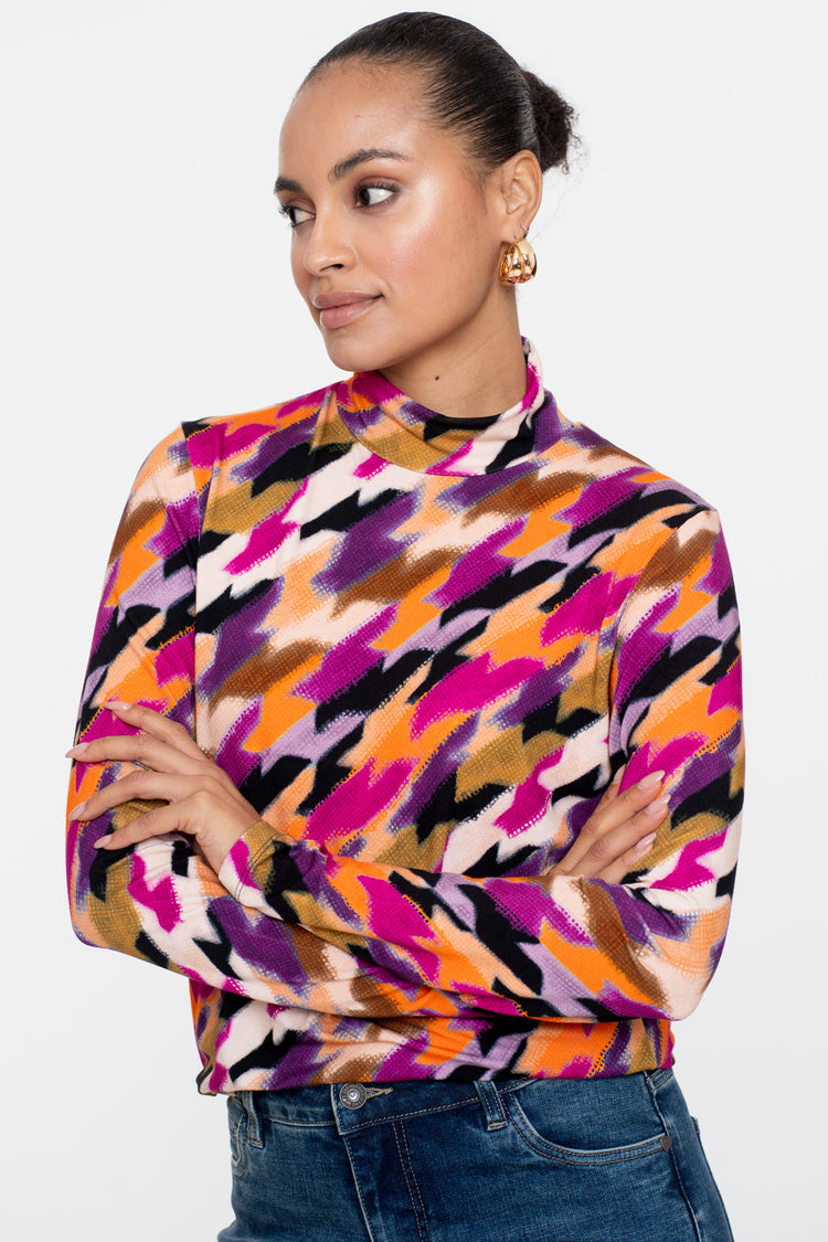 Geisha Damen-Top mit Stehkragen und Muster