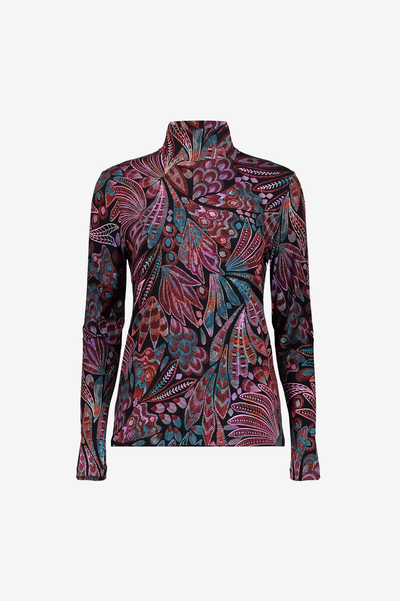 Geisha Damen Top mit Turtleneck und buntem Print