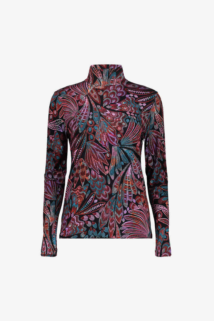 Geisha Damen Top mit Turtleneck und buntem Print