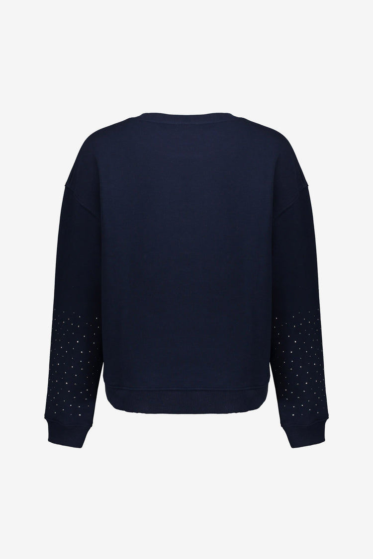 Geisha Damen-Sweater in Marineblau mit Strasssteinen