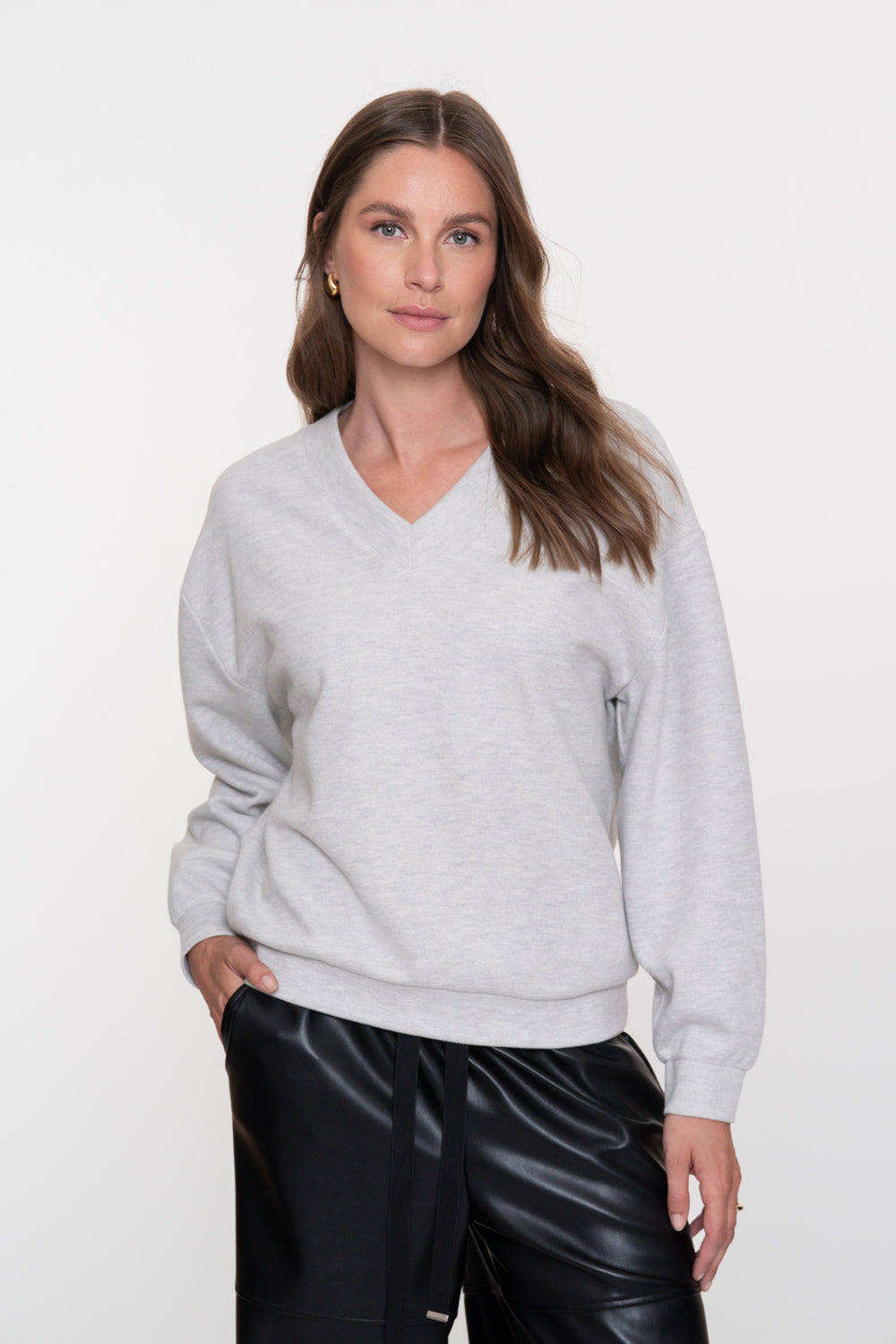 Geisha Damen-Melangepullover mit V-Ausschnitt
