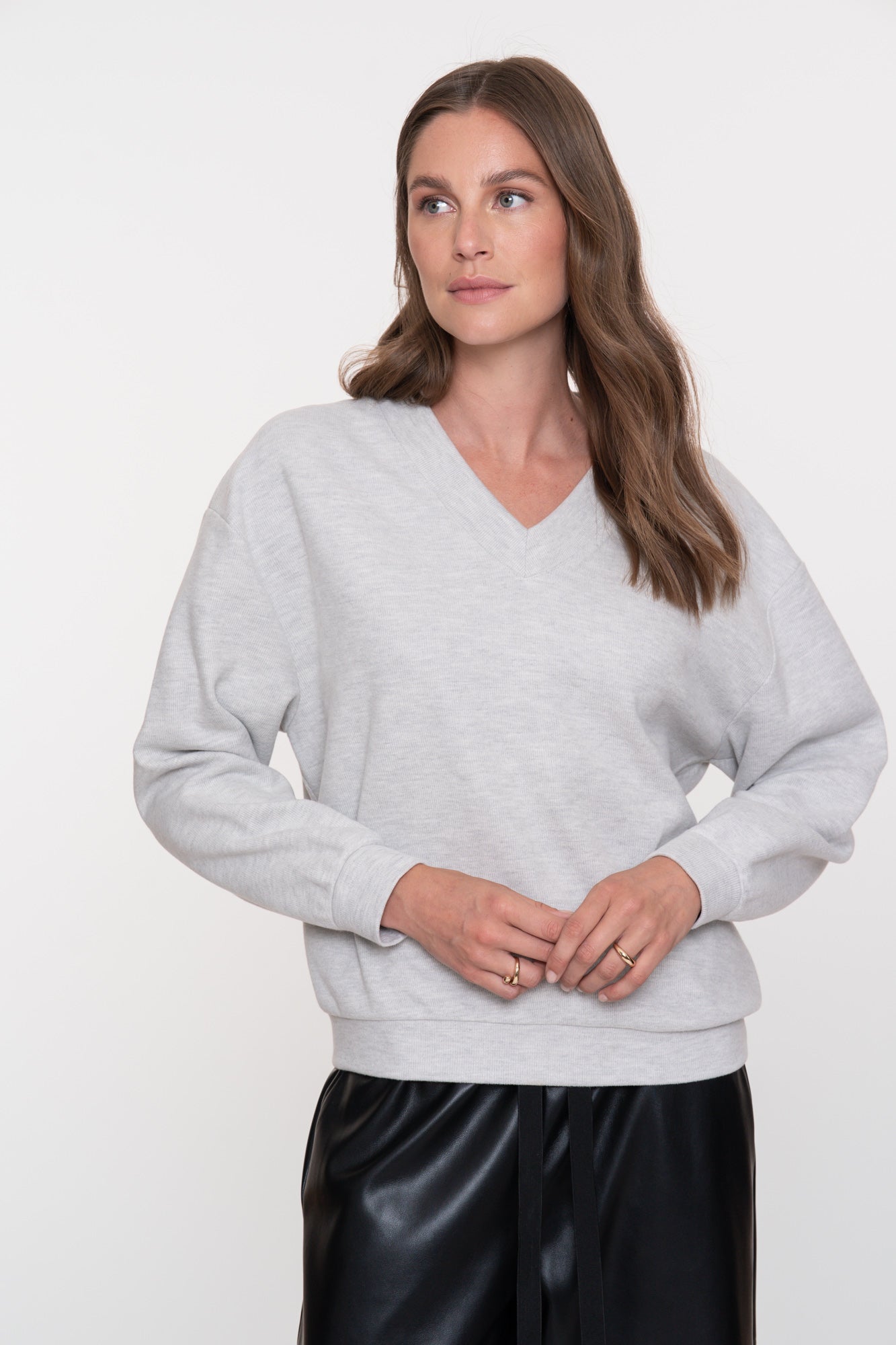 Geisha Damen-Melangepullover mit V-Ausschnitt