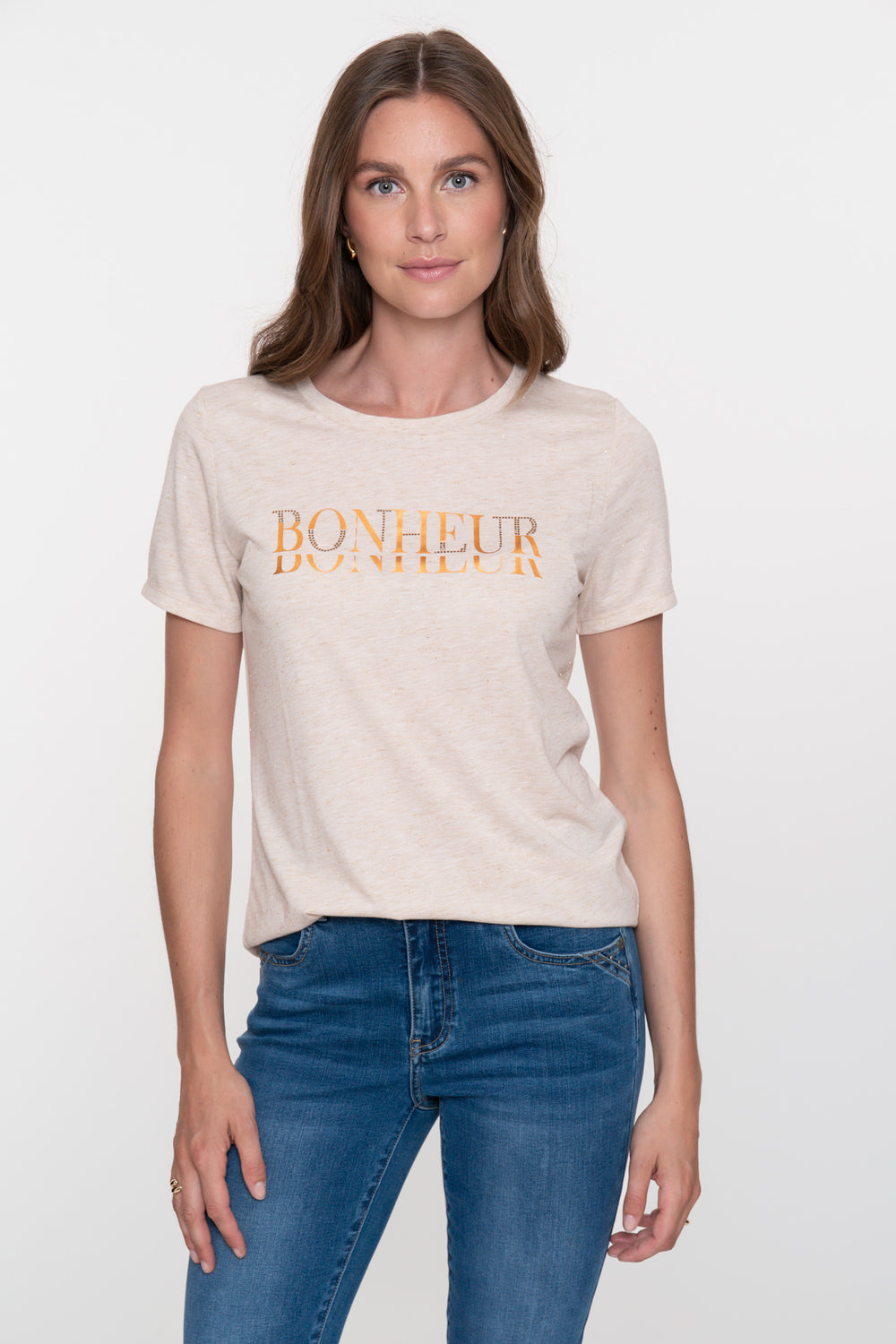Geisha Damen-Melange-T-Shirt „Bonheur“