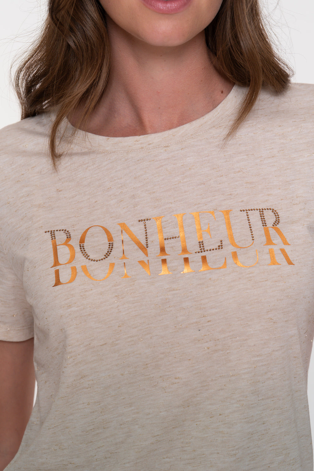 Geisha Damen-Melange-T-Shirt „Bonheur“