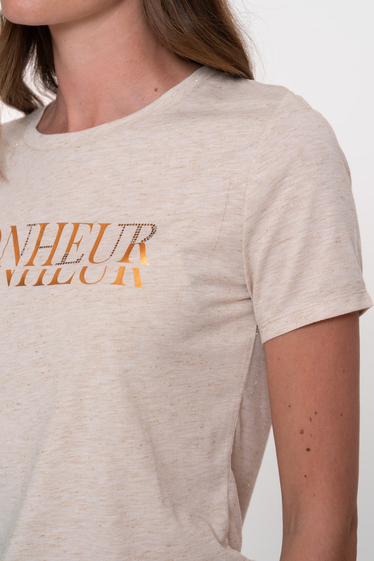 Geisha Damen-Melange-T-Shirt „Bonheur“
