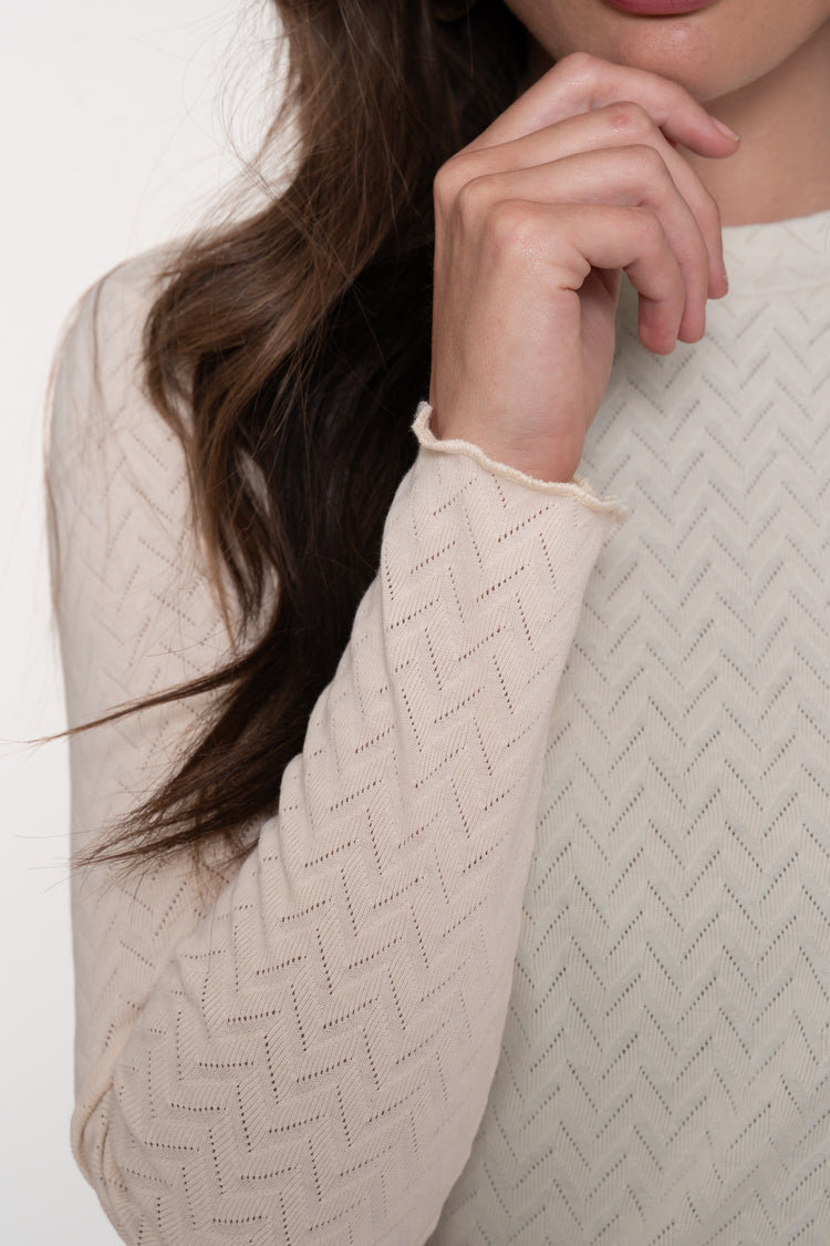 Geisha Damentop mit Ajour-Zickzackmuster