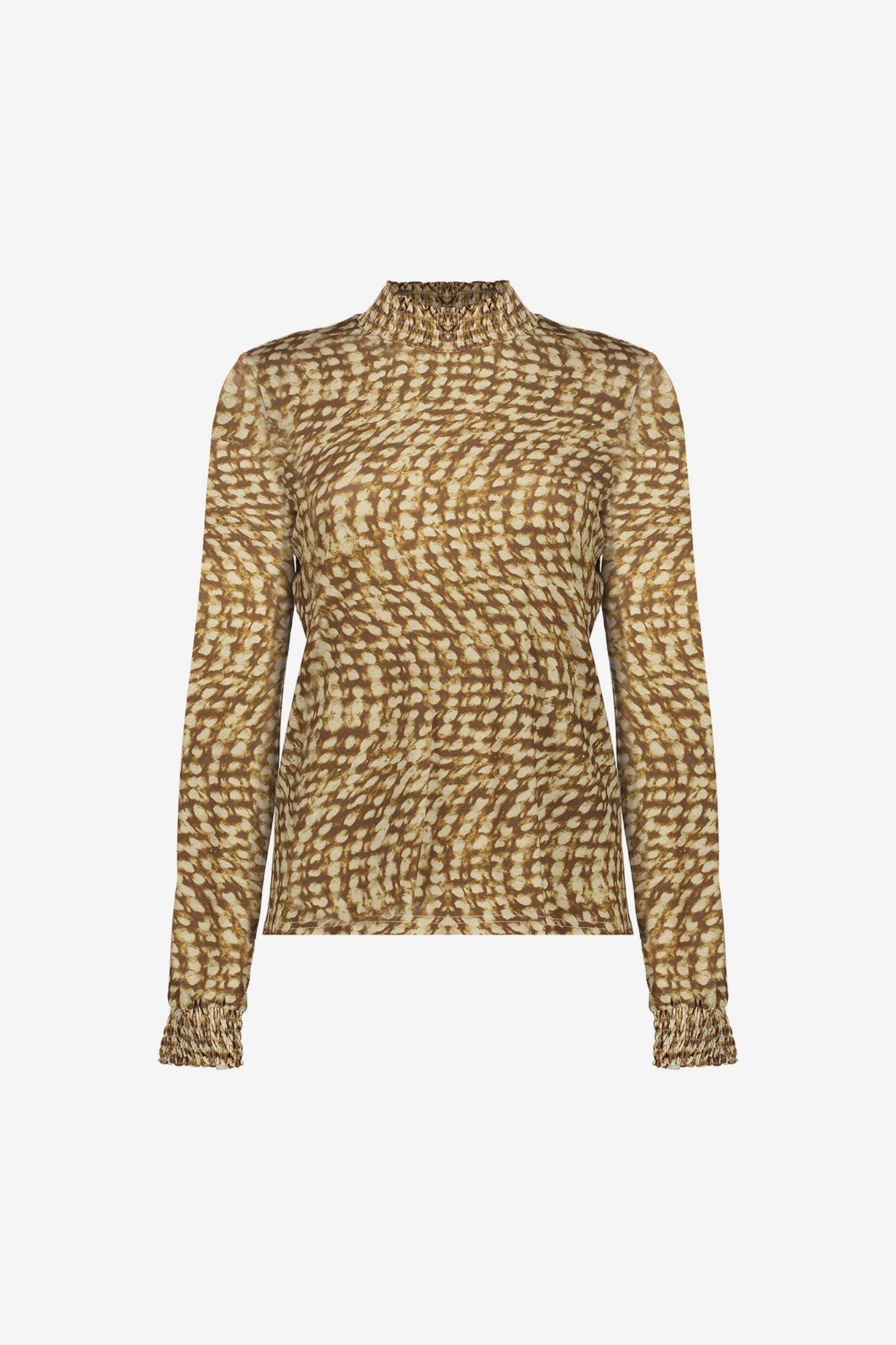 Geisha Damenbluse mit Print und Smokdetails, langärmlig