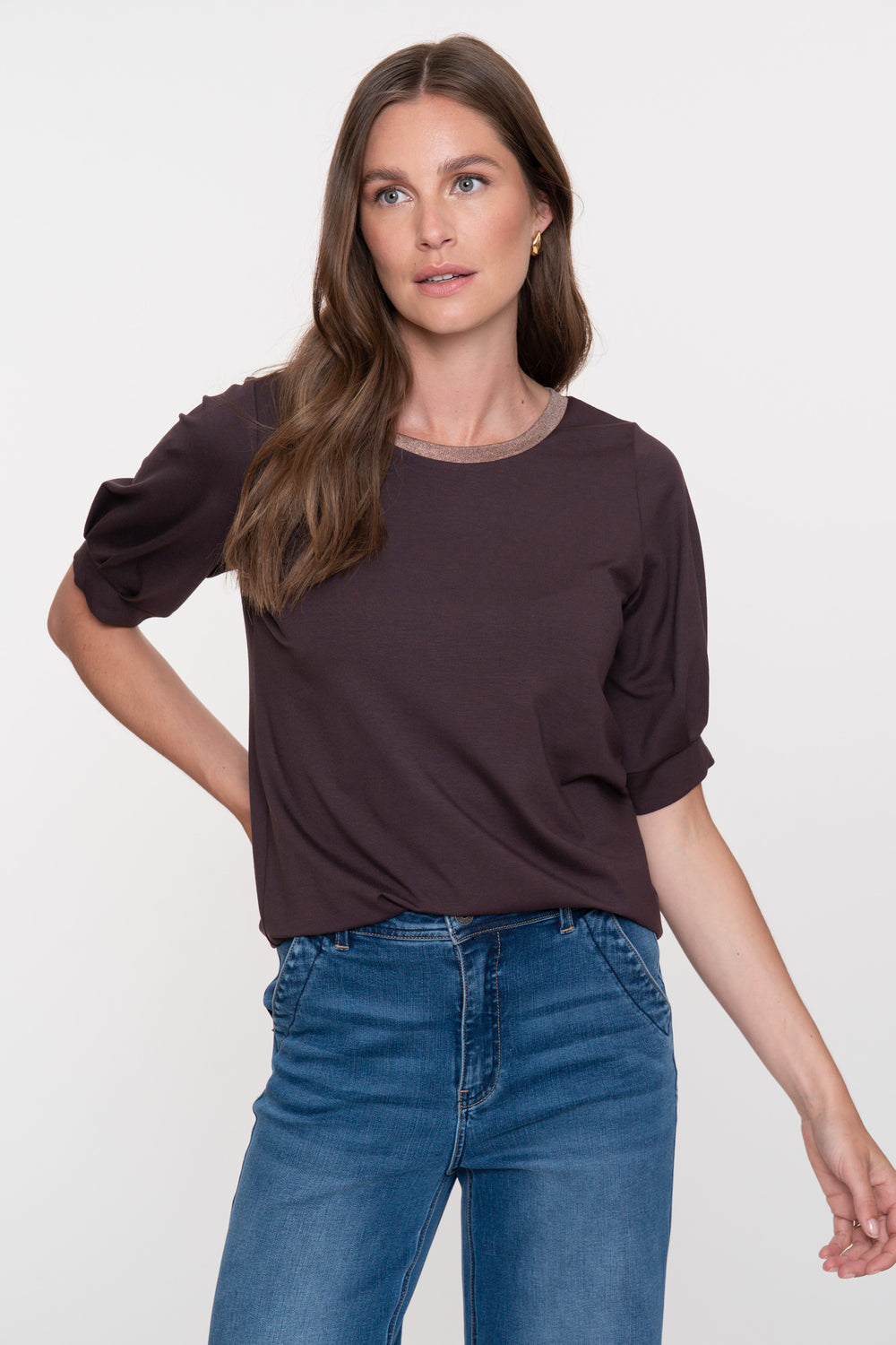 Geisha Damen-Top mit Lurex-Detail am Ausschnitt