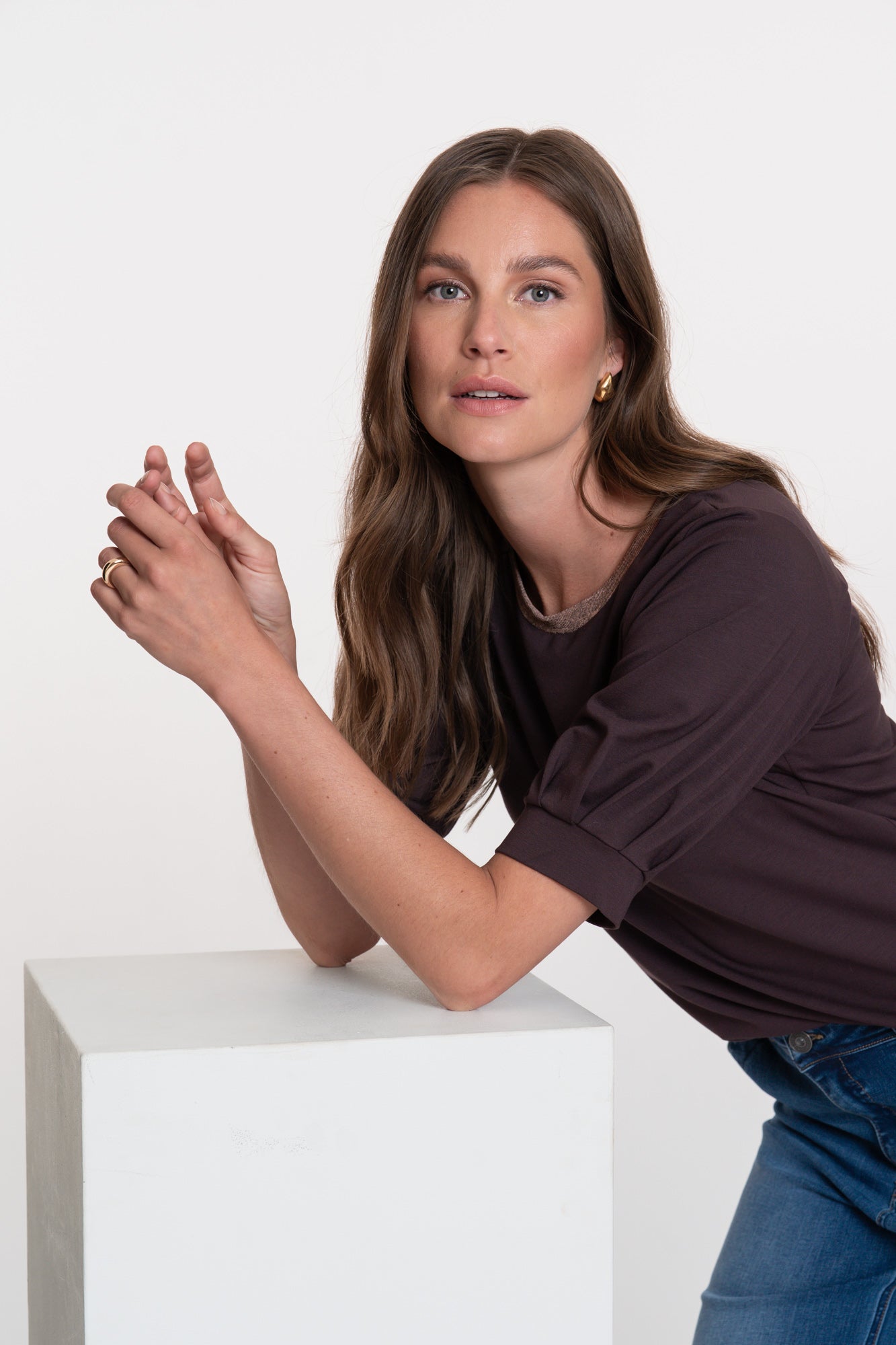 Geisha Damen-Top mit Lurex-Detail am Ausschnitt