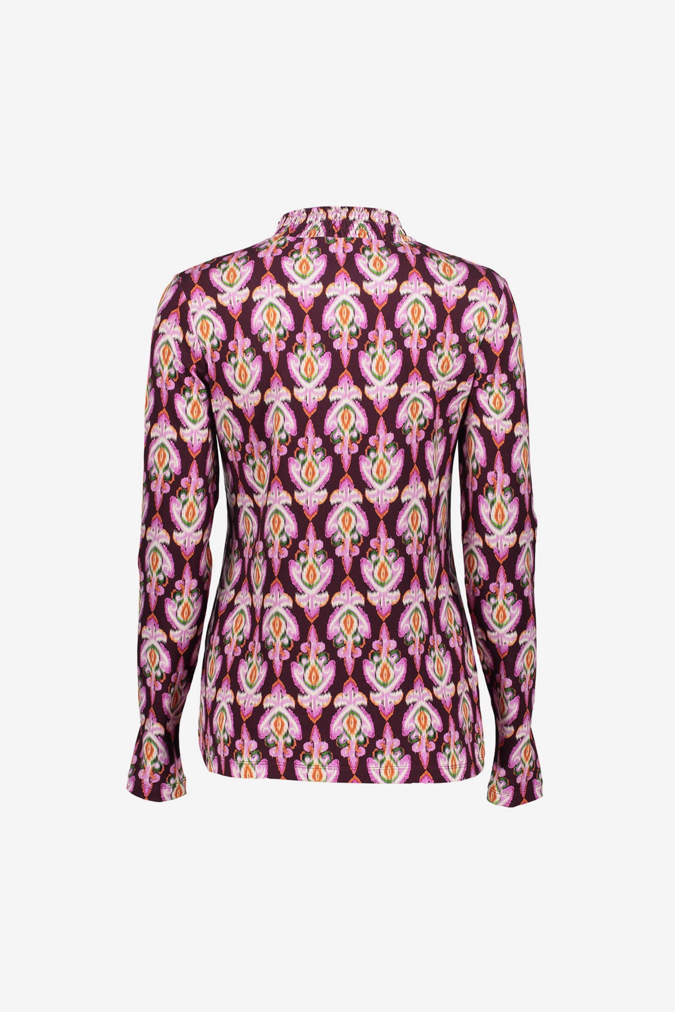Geisha Damentop mit Smokdetails und Ikat-Muster