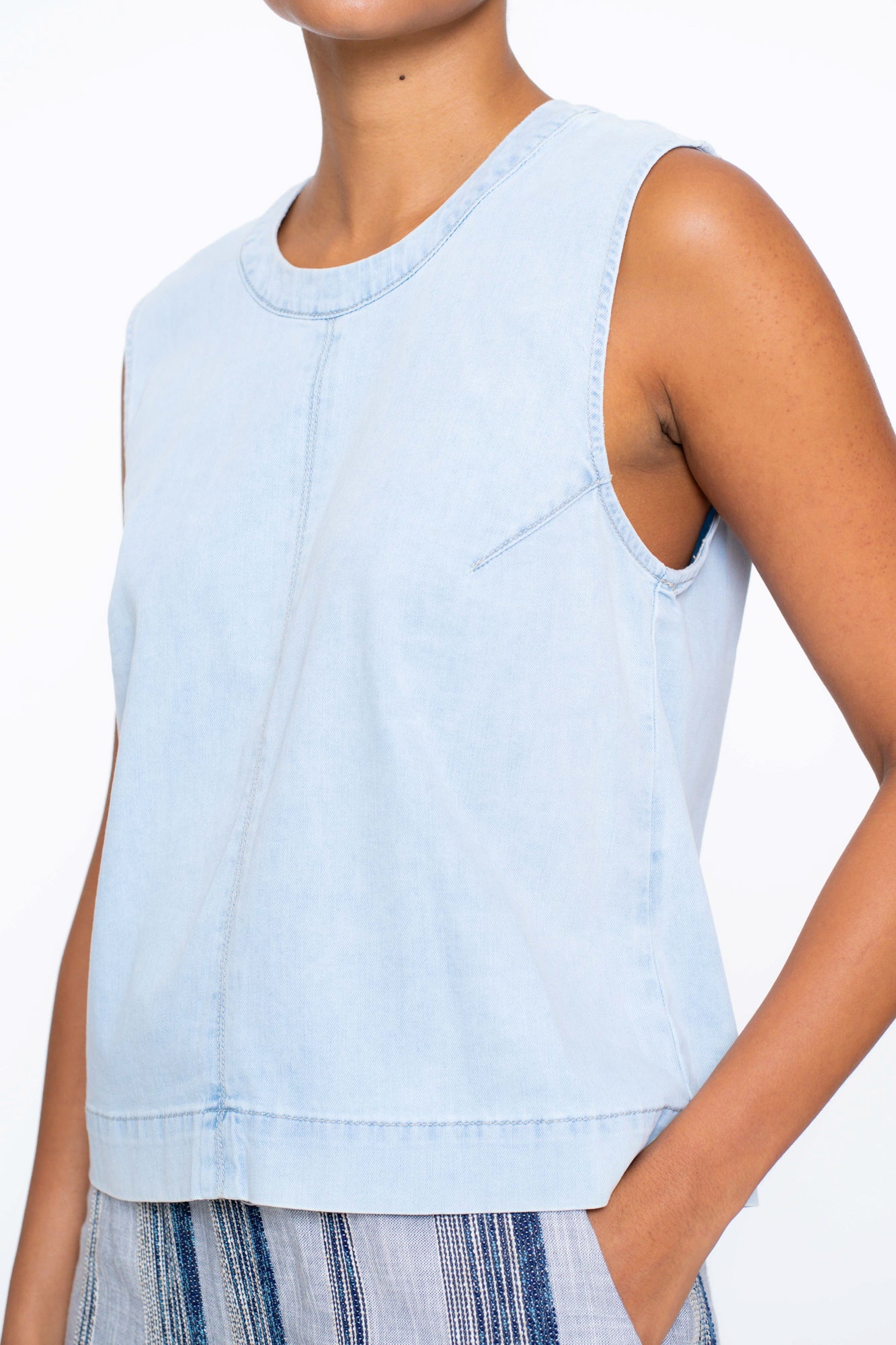Geisha Fashion Damen Denim Boxy Top