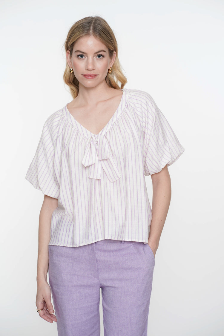 Geisha Fashion Damen-Top Streifen Schleifendetail