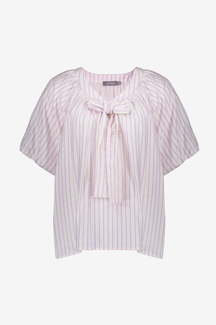 Geisha Fashion Damen-Top Streifen Schleifendetail