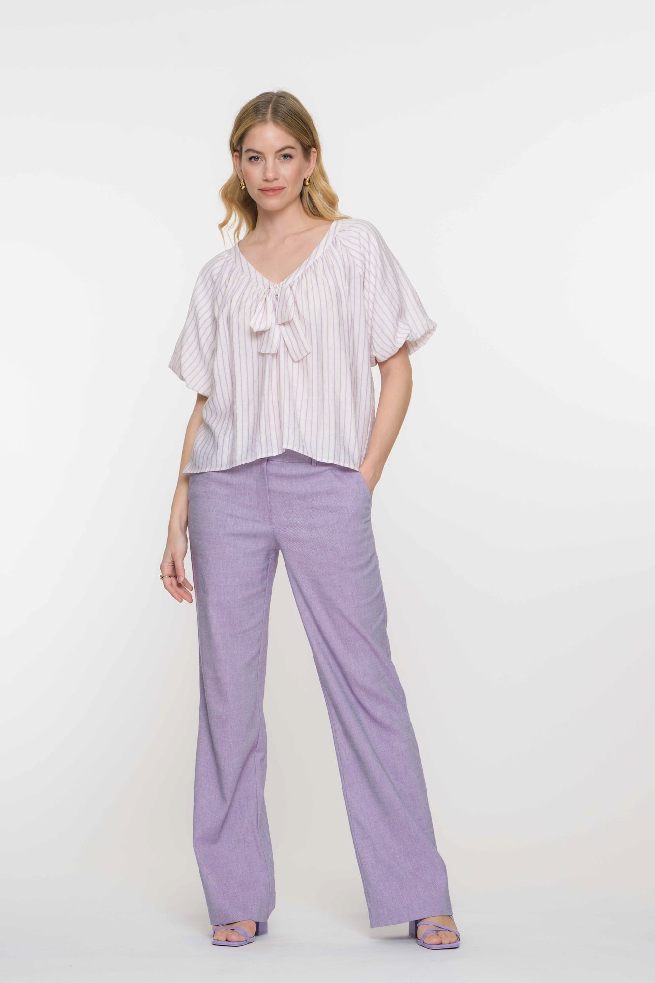Geisha Fashion Damen-Top Streifen Schleifendetail