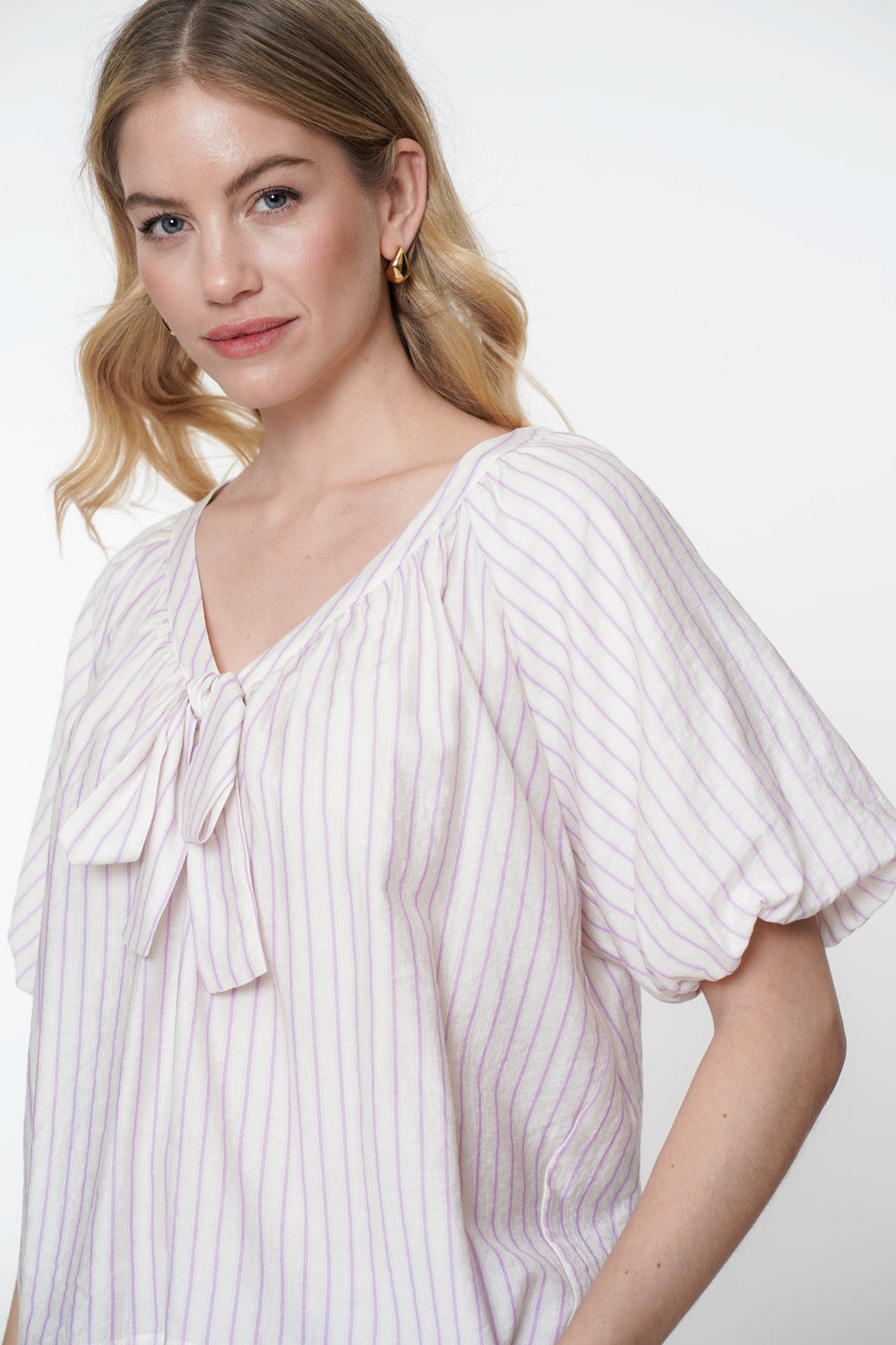 Geisha Fashion Damen-Top Streifen Schleifendetail