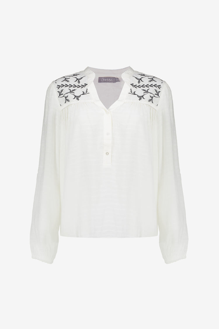 Geisha Fashion Damen Top mit Broderie Anglaise