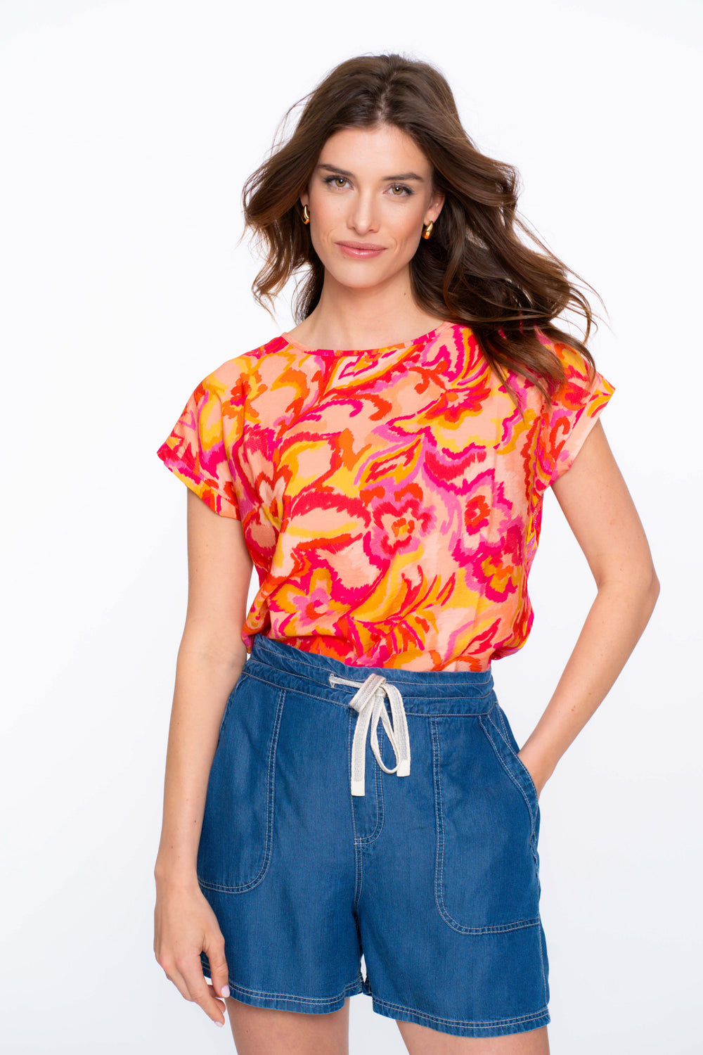 Geisha Fashion Damen Top mit Ajourdetails