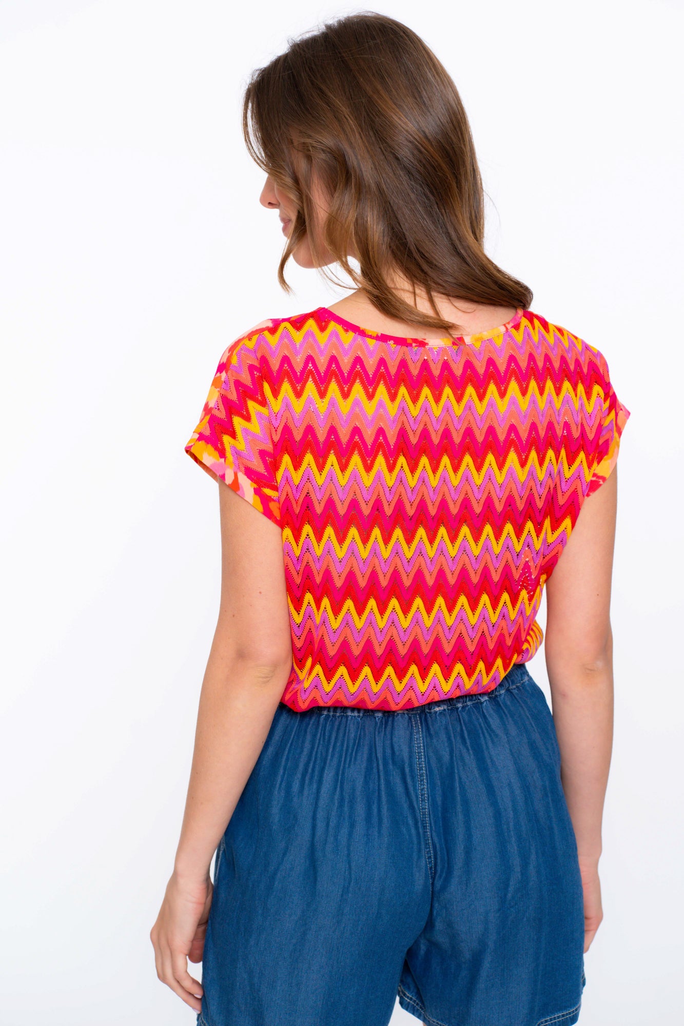 Geisha Fashion Damen Top mit Ajourdetails