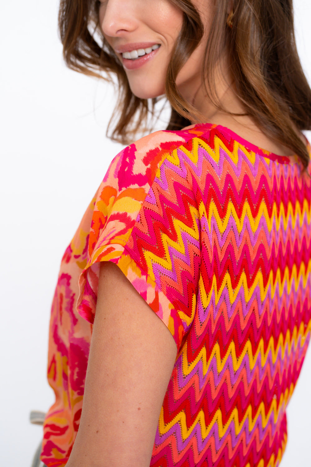 Geisha Fashion Damen Top mit Ajourdetails