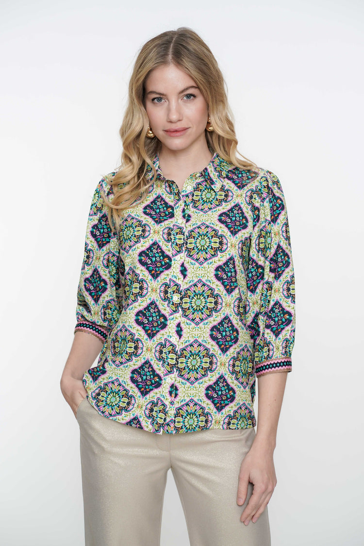 Geisha Fashion Damenbluse mit Ethno-Print