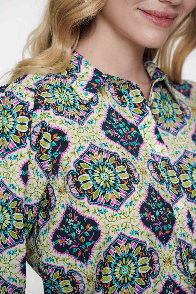 Geisha Fashion Damenbluse mit Ethno-Print