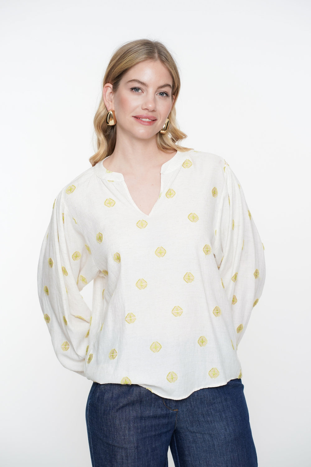 Geisha Fashion Damen Top mit eingearbeiteten Aztek-Details