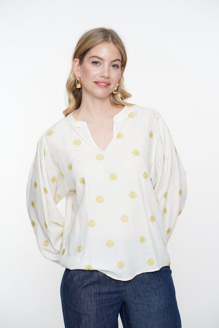 Geisha Fashion Damen Top mit eingearbeiteten Aztek-Details