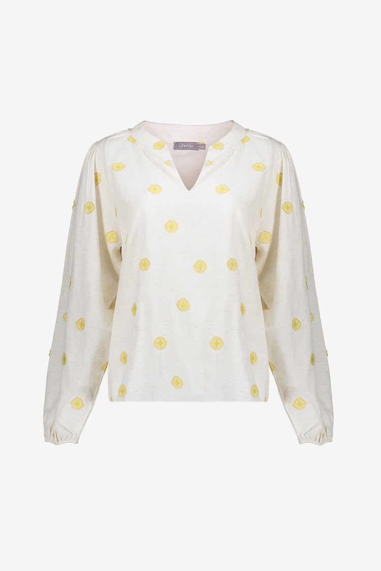 Geisha Fashion Damen Top mit eingearbeiteten Aztek-Details