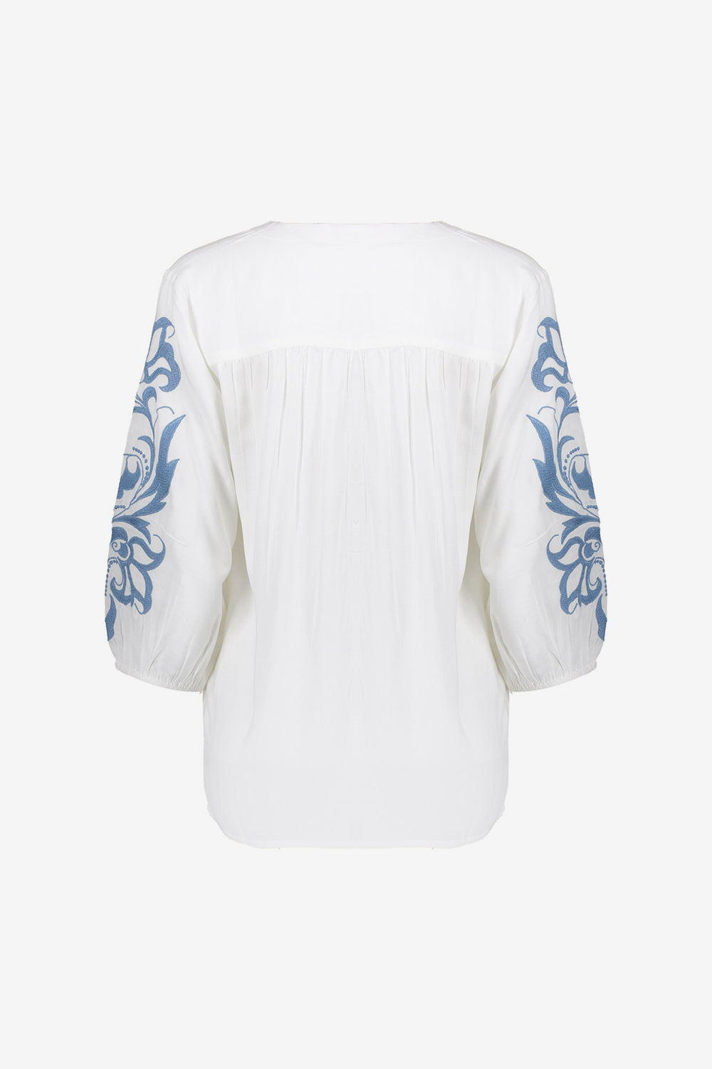 Geisha dames blouse met strepen en bloemmotief