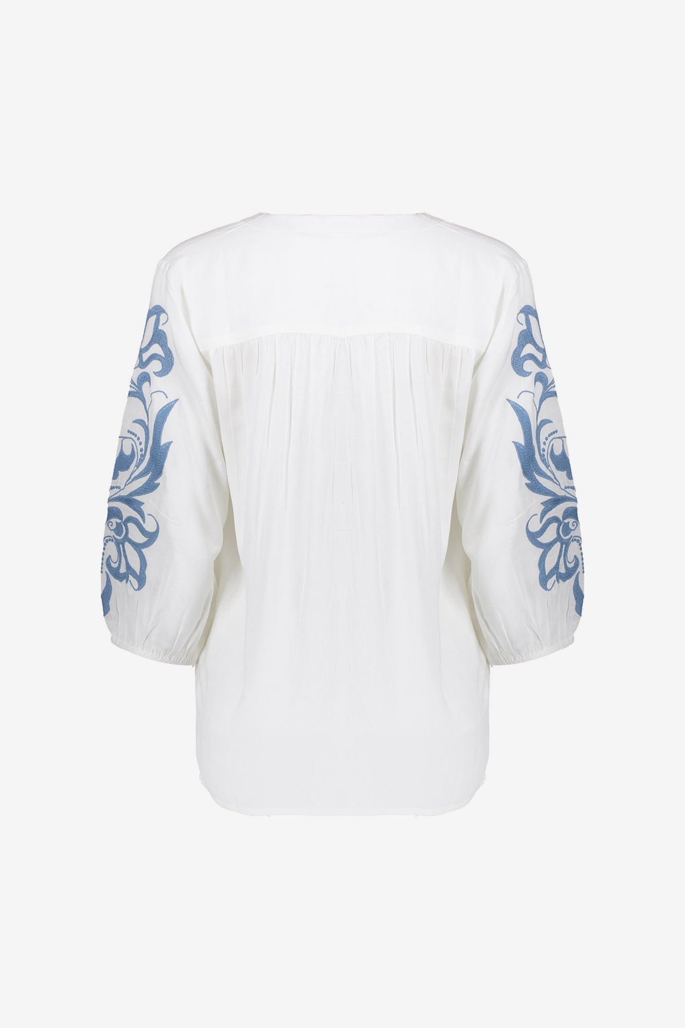 Geisha dames blouse met strepen en bloemmotief