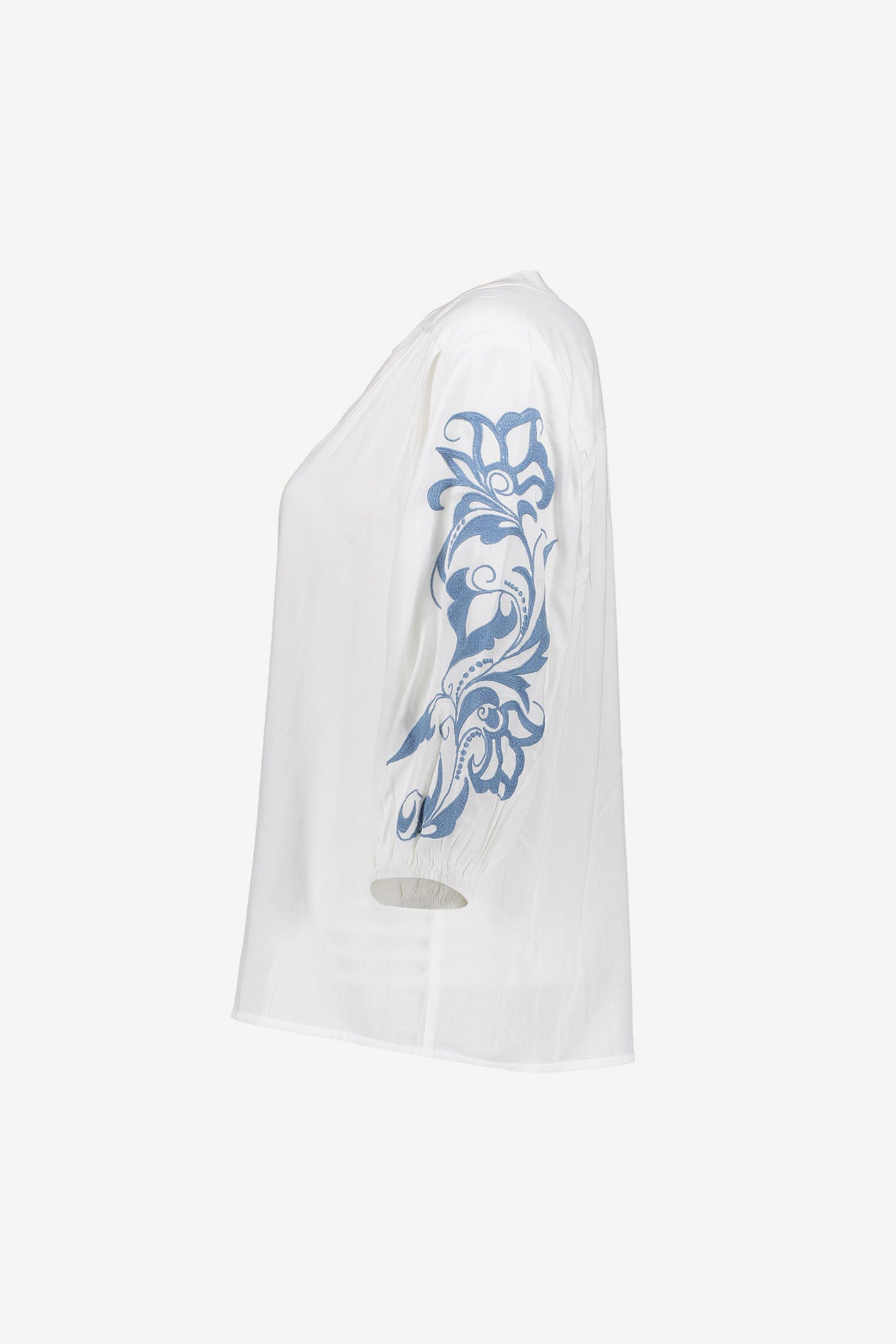 Geisha dames blouse met strepen en bloemmotief