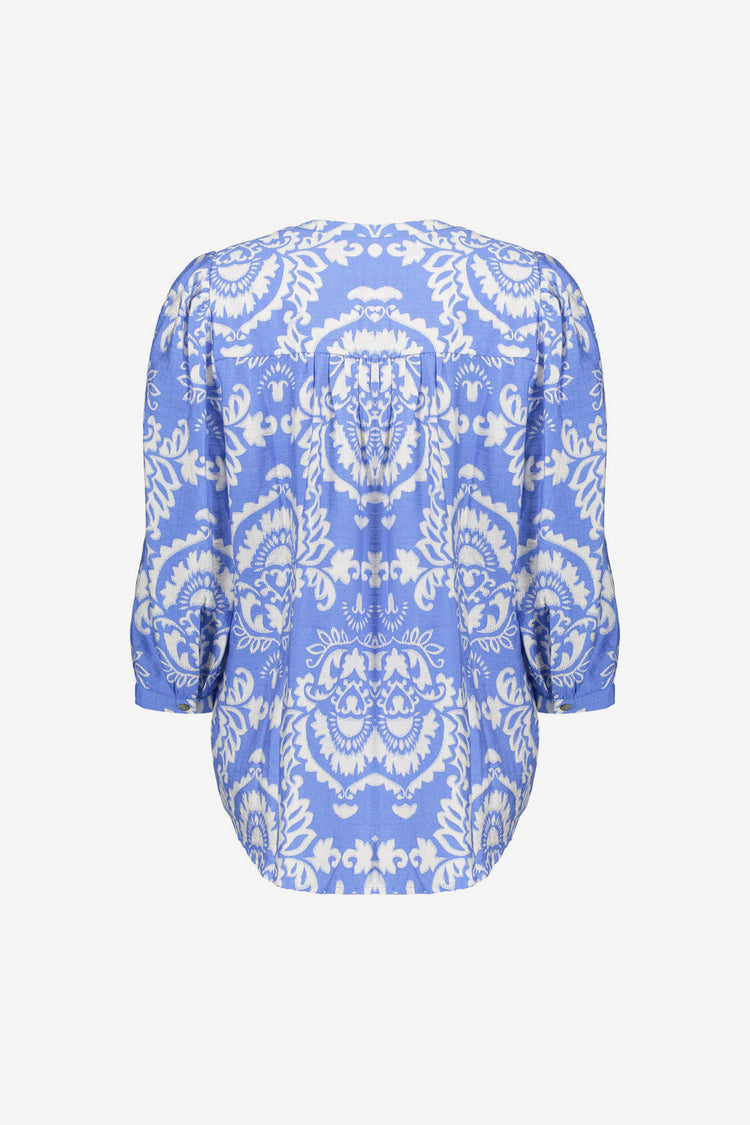 Geisha dames top met V-hals en Ikat print