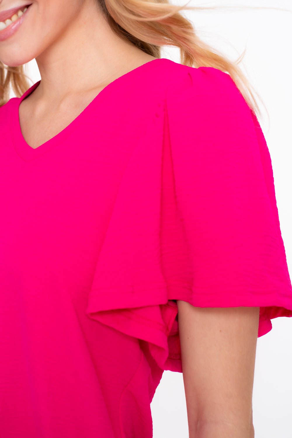 Geisha dames crinkle top met vlindermouwen