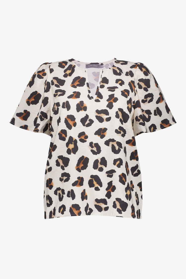 Geisha dames comfortabele top met leopard print