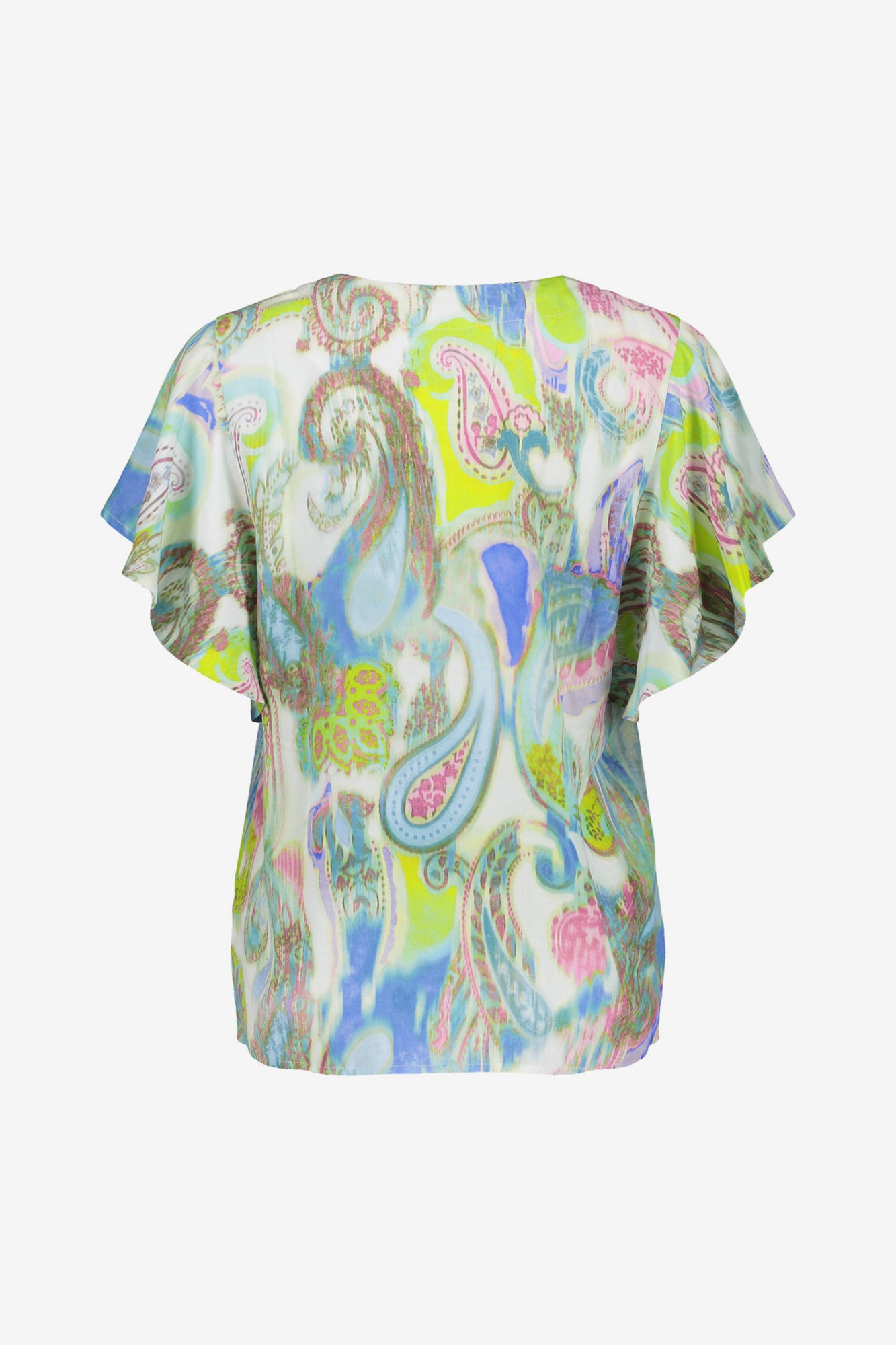 Geisha dames zomerse top met print en korte wijde mouwen