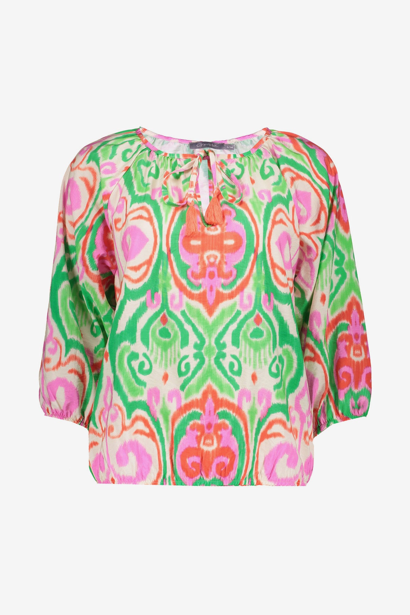 Geisha dames soepelvallende top met Paisley print en 3/4 mouwen