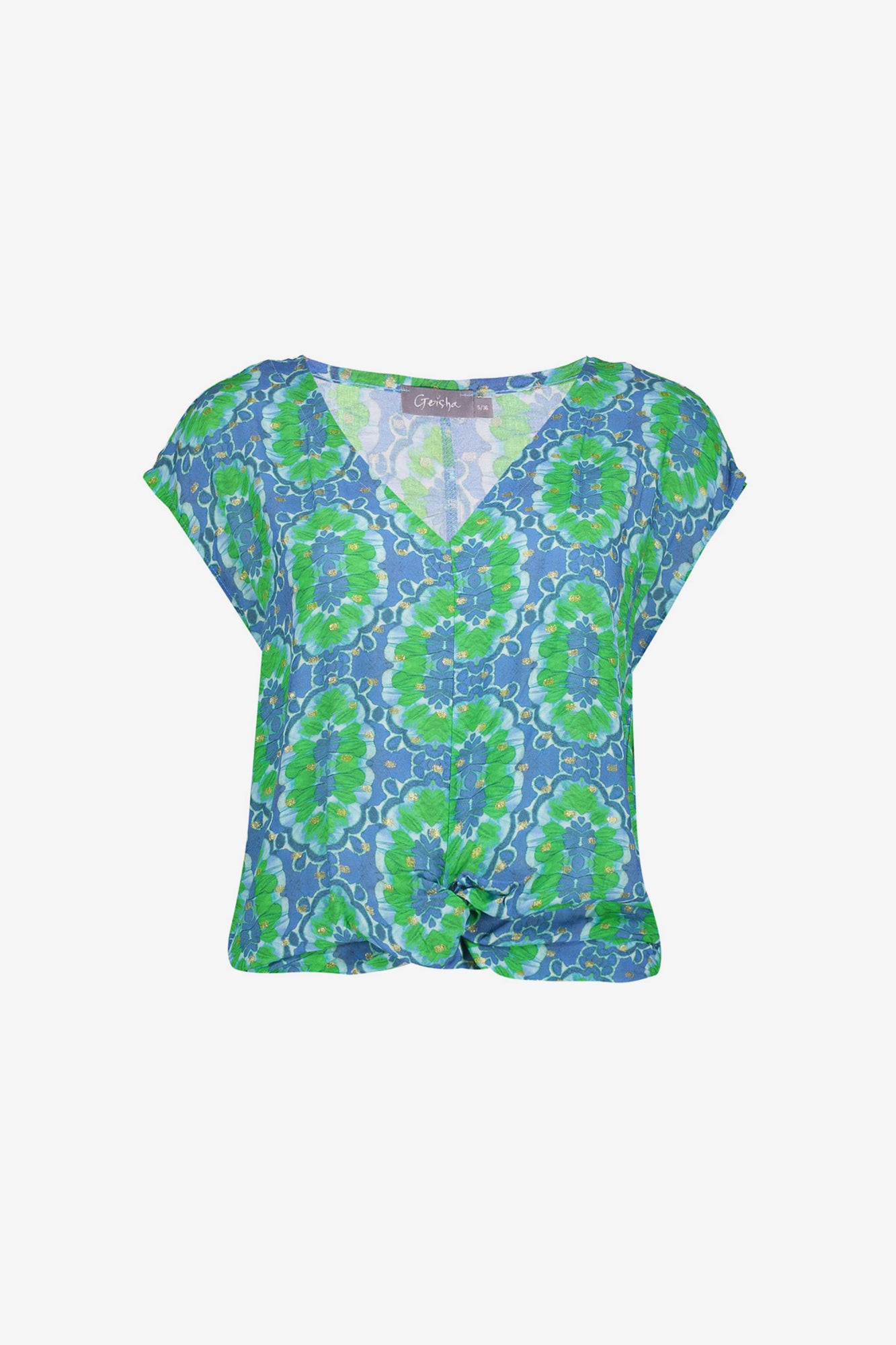 Geisha Fashion Damen V-Ausschnitt Top mit Fliesenmuster