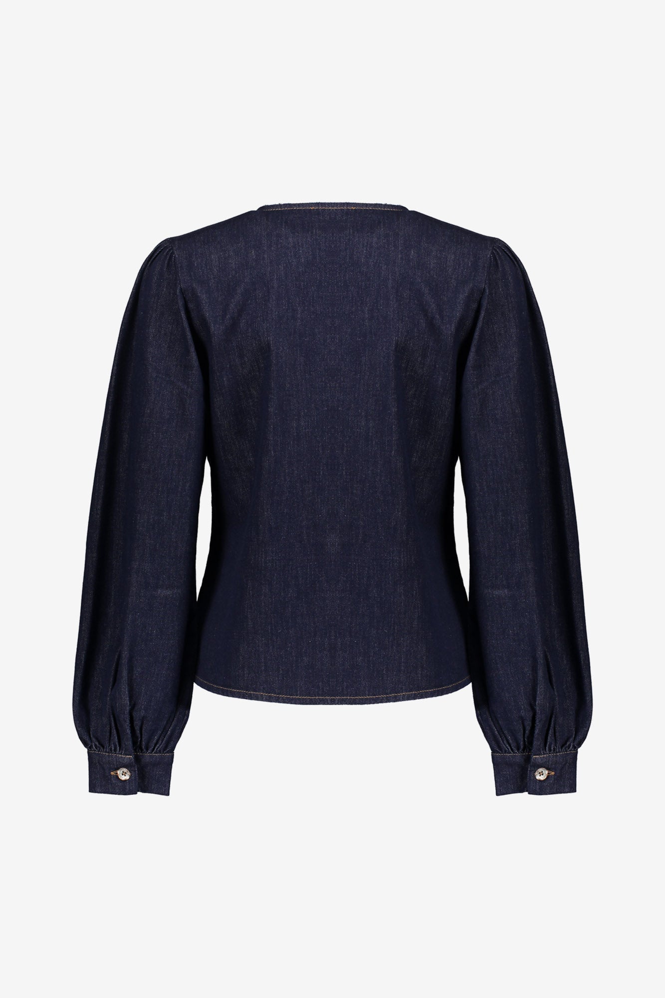 Geisha Damenbluse aus Denim mit goldenen Knöpfen
