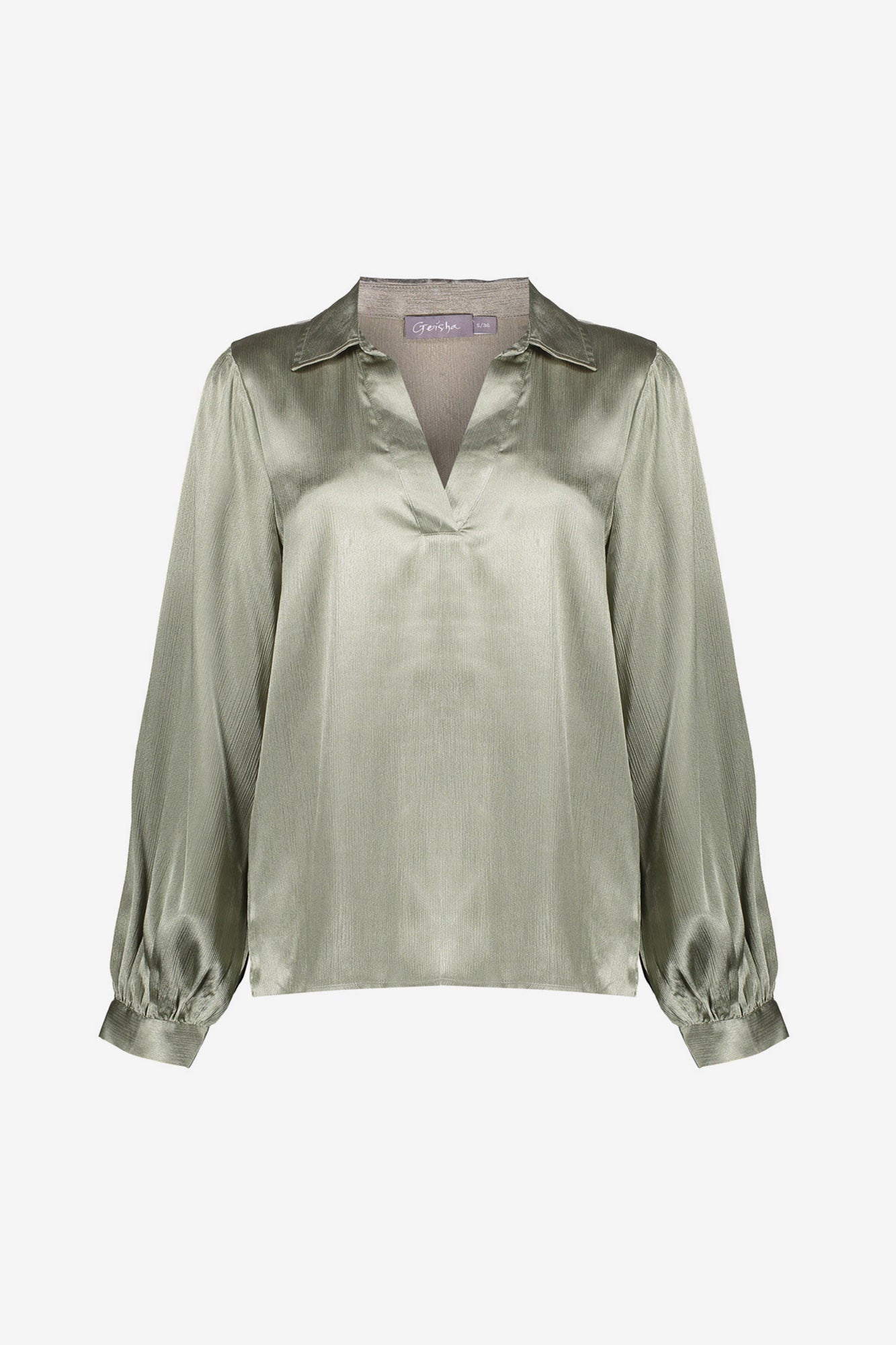 Geisha Damenbluse aus Satin mit V-Ausschnitt