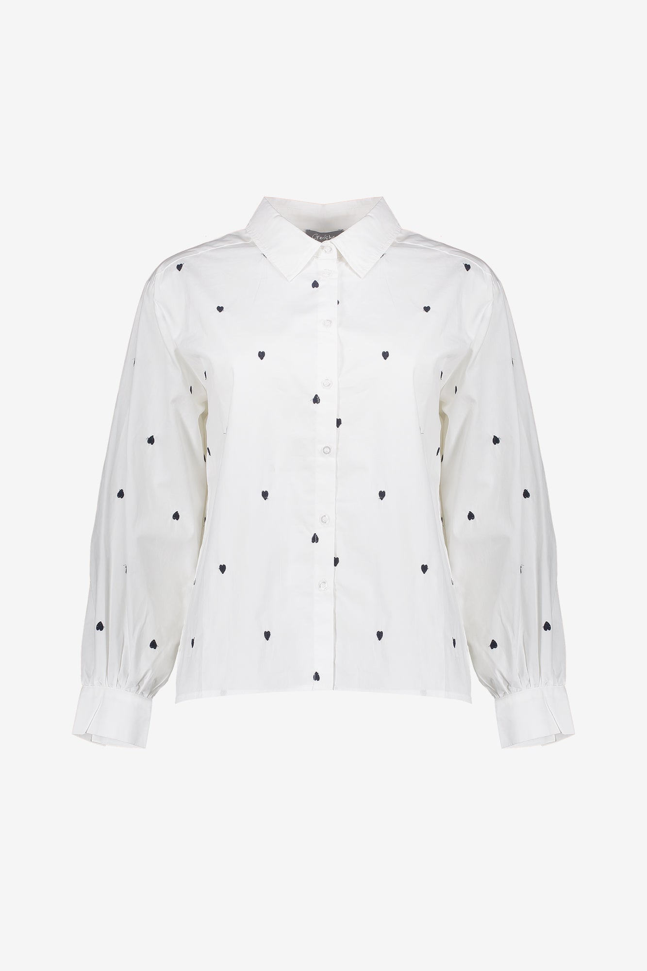 Geisha Damen Bluse mit Herz-Stickerei