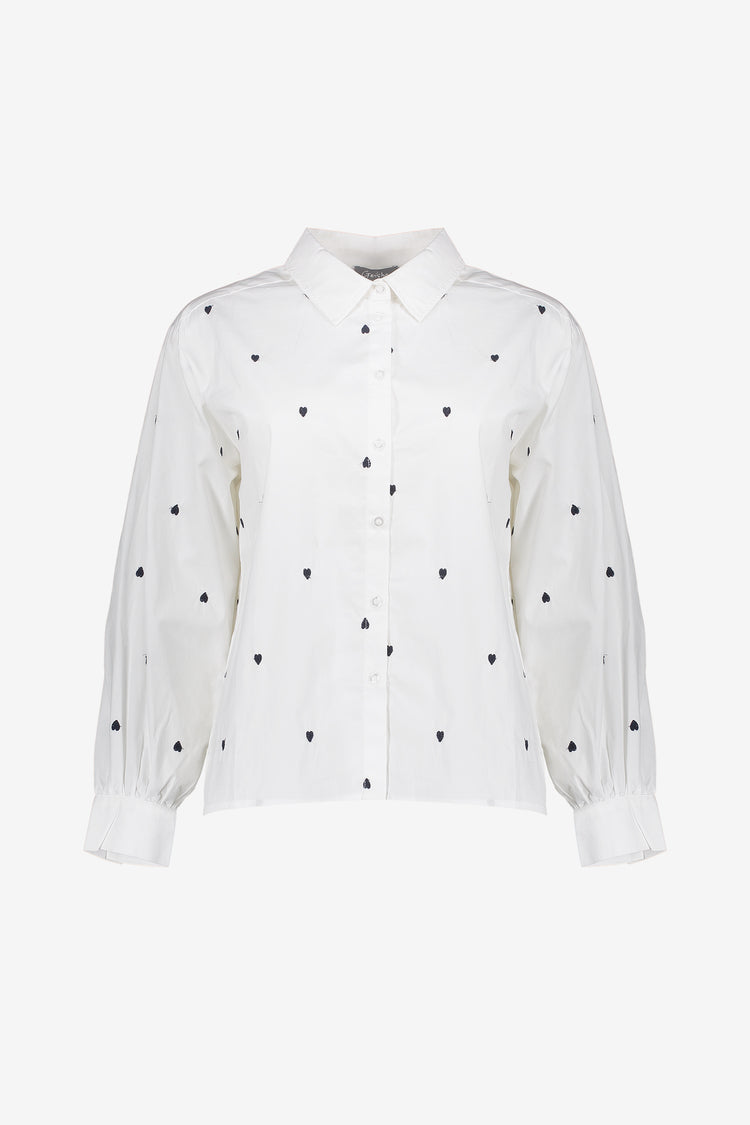 Geisha Damen Bluse mit Herz-Stickerei