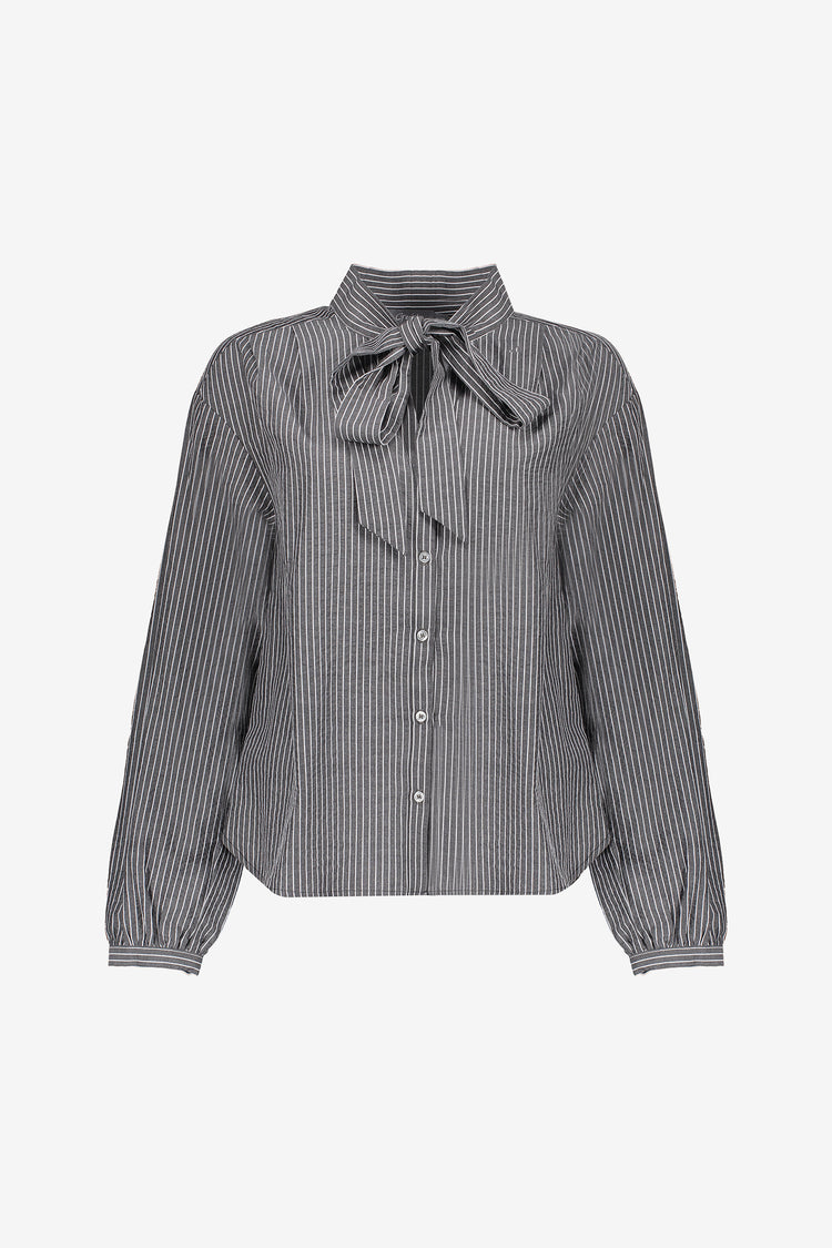 Geisha Damenbluse mit Streifen und Schleife