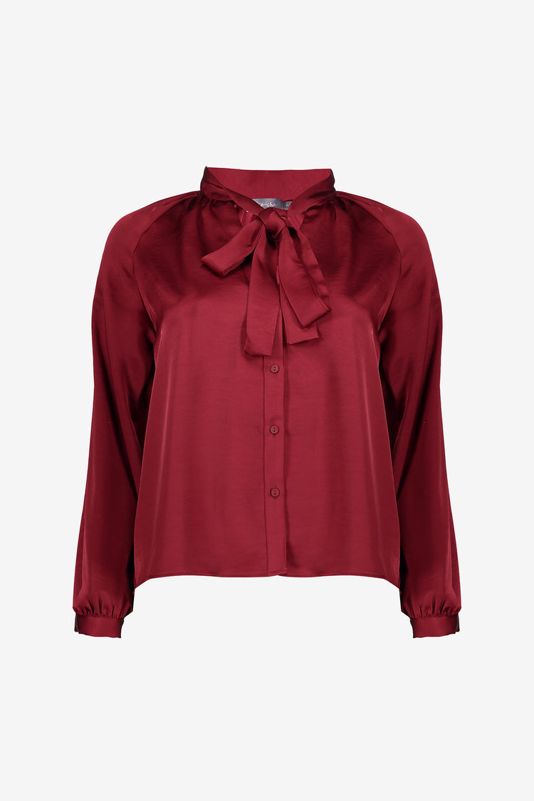 Geisha Damen Satin-Look-Bluse mit Schleifendetail