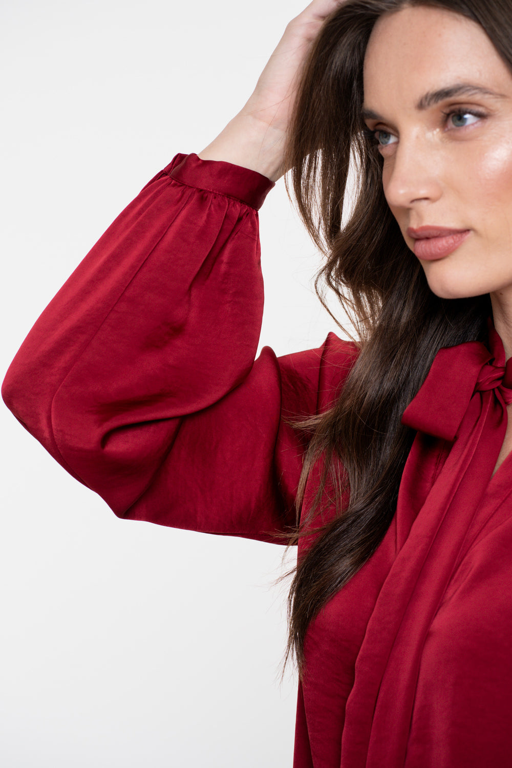 Geisha Damen Satin-Look-Bluse mit Schleifendetail